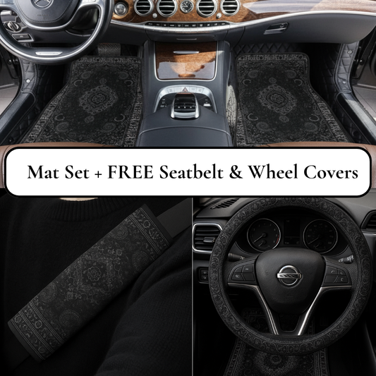 Obsidian Black Mat Set + Free Seatbelt & Wheel Covers