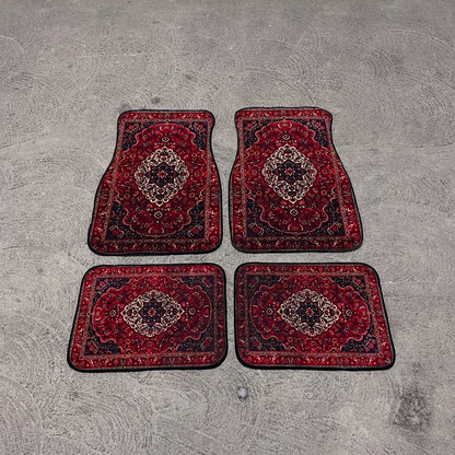 Saffron Red Mat Set + Free Seatbelt & Wheel Covers